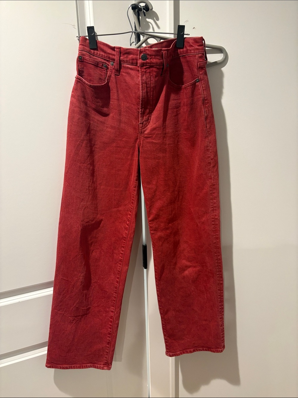 Madewell Red High-Rise Straight Jeans